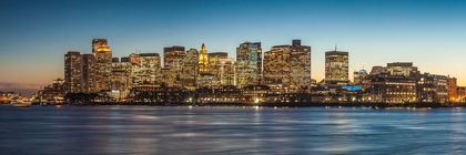 Picture of NEW ENGLAND-MASSACHUSETTS-BOSTON-CITY SKYLINE FROM BOSTON HARBOR-DUSK