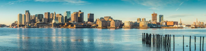 Picture of NEW ENGLAND-MASSACHUSETTS-BOSTON-CITY SKYLINE FROM BOSTON HARBOR-DAWN