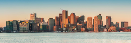 Picture of NEW ENGLAND-MASSACHUSETTS-BOSTON-CITY SKYLINE FROM BOSTON HARBOR-DAWN