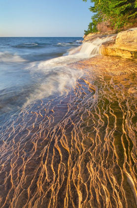 Picture of ELLIOT FALLS FLOWING OVER LAYERS OF AU TRAIN FORMATION SANDSTONE AT MINERS BEACH
