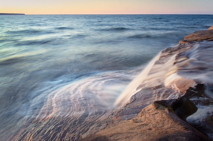 Picture of ELLIOT FALLS FLOWING OVER LAYERS OF AU TRAIN FORMATION SANDSTONE AT MINERS BEACH 