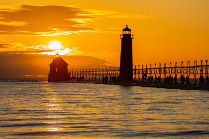 Picture of GRAND HAVEN LIGHTHOUSE AT SUNSET ON LAKE MICHIGAN-GRAND HAVEN-MICHIGAN