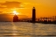 Picture of GRAND HAVEN LIGHTHOUSE AT SUNSET ON LAKE MICHIGAN-GRAND HAVEN-MICHIGAN