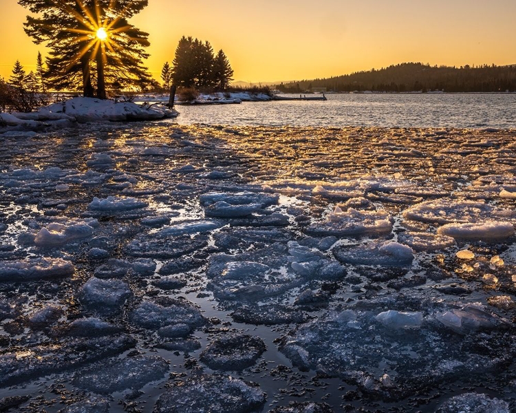 Picture of MINNESOTA-LAKE SUPERIOR LAKE ICE AT SUNSET 