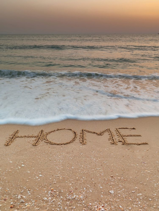 Picture of SAND WRITING - WORD HOME WRITTEN ON BEACH