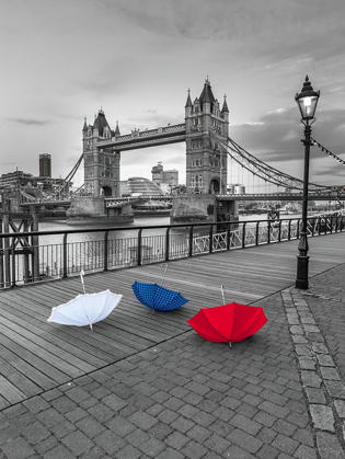 Picture of COLORFUL UMBRELLAS ON PROMENADE NEAR TOWER BRIDGE-LONDON-UK