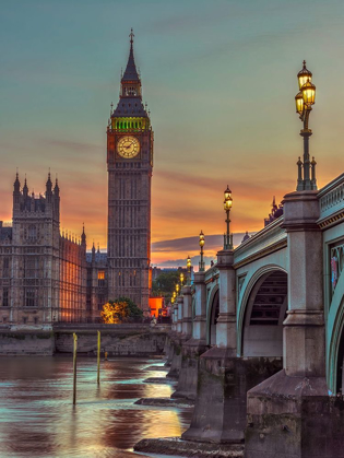 Picture of WESTMINSTER BRIDGE AND BIG BEN FROM THAMES PROMENADE-LONDON-UK