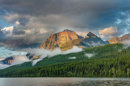 Picture of STORMY LATE AFTERNOON LIGHT ON RAINBOW PEAK AT BOWMAN LAKE IN GLACIER NATIONAL PARK-MONTANA-USA