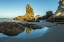 Picture of OREGON-BANDON BEACH ROCK FORMATIONS AND REFLECTION IN BEACH WATER 