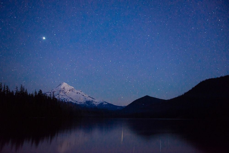 Picture of MT HOOD REFLECTING INTO LOST LAKE IN THE EVENING HOOD NATIONAL FOREST-OREGON