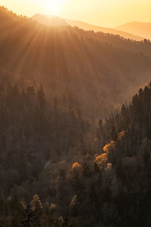 Picture of SPRING SUNSET FROM MORTON OVERLOOK-GREAT SMOKY MOUNTAINS NATIONAL PARK-TENNESSEE