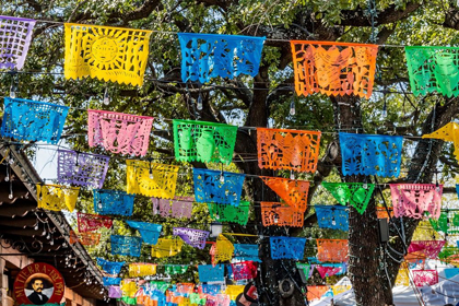 Picture of MEXICAN MARKET SQUARE-FLAGS SYMBOLS CHRISTMAS PAPER DECORATIONS-SAN ANTONIO-TEXAS