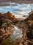 Picture of UTAH-ZION NATIONAL PARK-SUNSET LIGHTS UP THE WATCHMAN AND THE VIRGIN RIVER