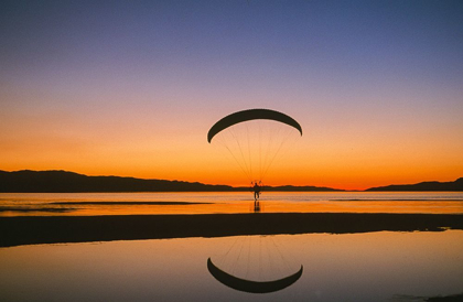 Picture of PARAGLIDER OVER THE GREAT SALT LAKE-UTAH AT SUNSET