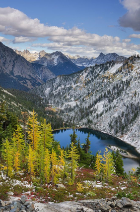 Picture of LAKE ANN AND GOLDEN LARCHES AFTER AUTUMN SNOWFALL NORTH CASCADES-WASHINGTON STATE