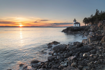 Picture of LIME KILN LIGHTHOUSE AT SUNSET-LIME KILN POINT STATE PARK-SAN JUAN ISLAND-WASHINGTON STATE