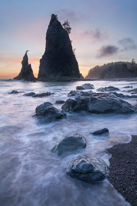 Picture of TWILIGHT AT SPLIT ROCK ON RIALTO BEACH-OLYMPIC NATIONAL PARK