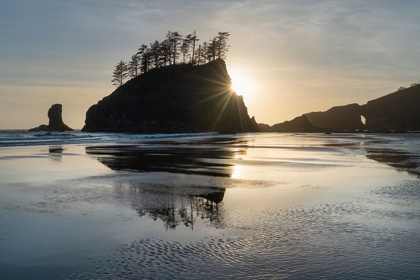 Picture of SUNSET AT SECOND BEACH DURING LOW TIDE-OLYMPIC NATIONAL PARK-WASHINGTON STATE