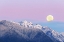 Picture of WASHINGTON STATE MOON SETTING OVER THE OLYMPIC MOUNTAINS AT SUNRISE