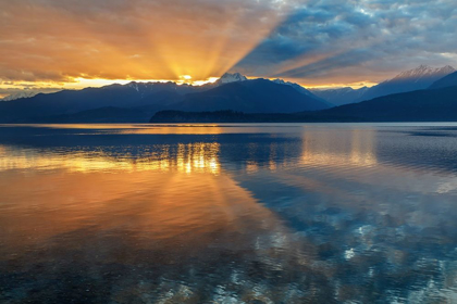 Picture of WASHINGTON STATE-SEABECK SUNSET OVER MOUNTAINS AND HOOD CANAL