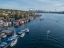 Picture of AERIAL VIEW OF SAILBOATS AND HOUSEBOATS ON LAKE UNION WITH DOWNTOWN SEATTLE IN THE BACKGROUND