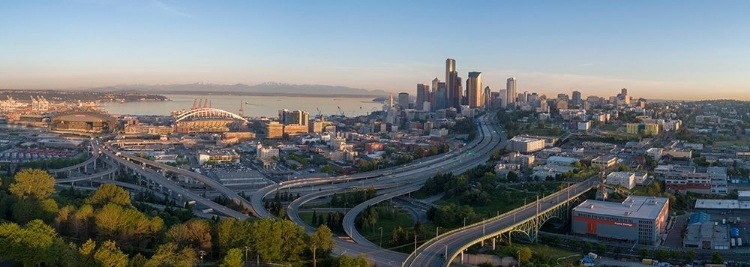 Picture of SUNRISE VIEW ON SEATTLE-ELLIOTT BAY AND THE OLYMPIC MOUNTAINS AS SEEN FROM BEACON HILL