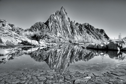 Picture of WASHINGTON STATE ALPINE LAKES WILDERNESS-ENCHANTMENT LAKES-PRUSIK PEAK REFLECTED IN GNOME TARN