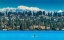 Picture of YELLOW CANOE AND HOUSES-LAKE WASHINGTON AND SNOWCAPPED CASCADE MOUNTAINS-BELLEVUE-WASHINGTON STATE
