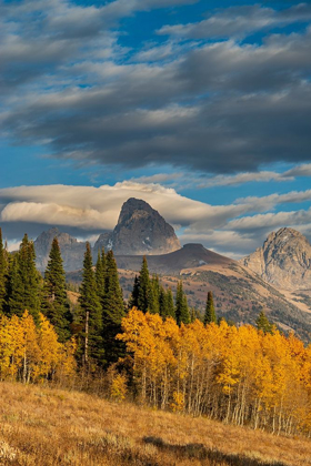 Picture of LANDSCAPE OF MT OWEN-GRAND TETON AND MIDDLE TETON FROM THE WEST-GOLDEN FALL FOLIAGE