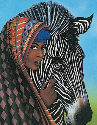 Picture of WOMAN AND ZEBRA