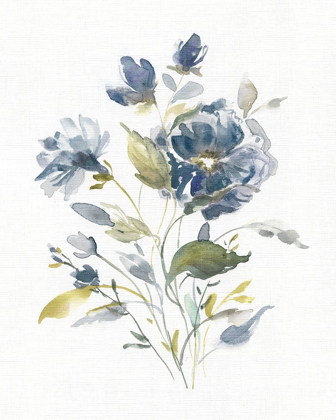 Picture of LINEN BOTANICAL NAVY I