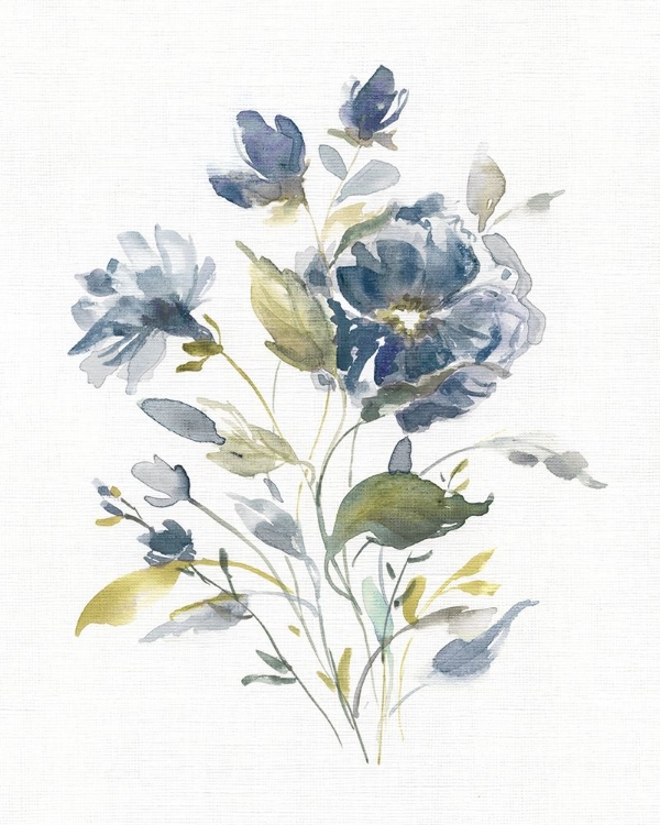 Picture of LINEN BOTANICAL NAVY I