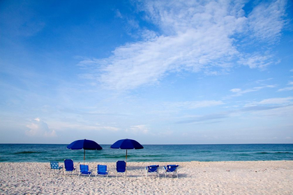 Picture of BLUE CHAIRS AND UMBRELLAS