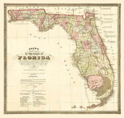 Picture of FLORIDA RAILROADS - DREW 1874 