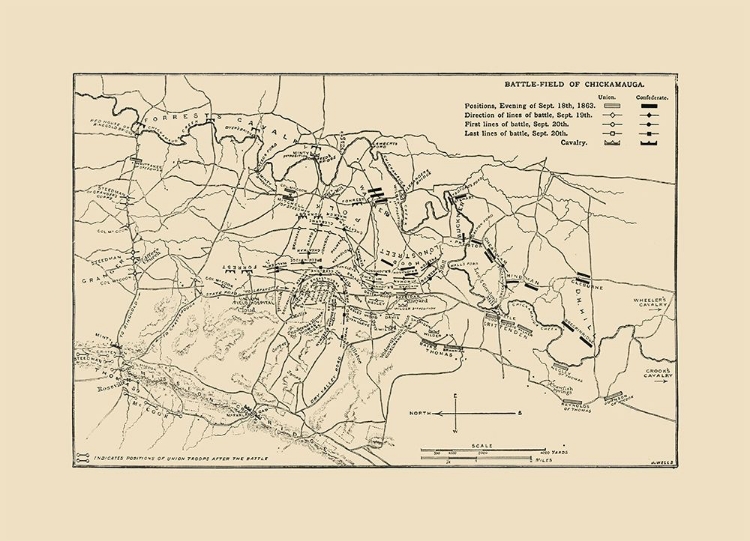 Picture of CHICKAMAUGA GEORGIA BATTLEFIELD - WELLS 1887 