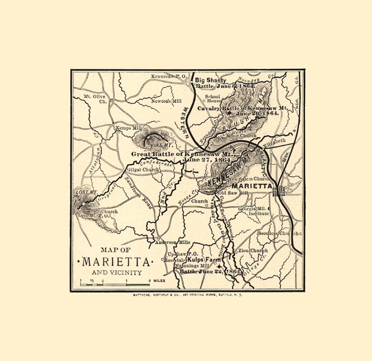 Picture of MARIETTA GEORGIA VICINITY BATTLES - NORTHRUP 1864 