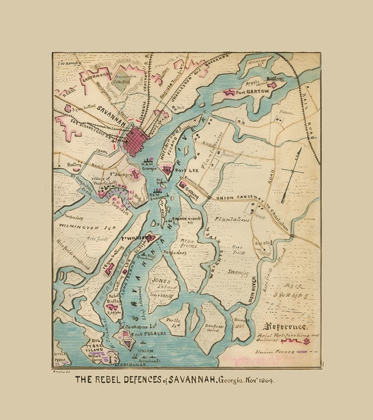 Picture of SAVANNAH GEORGIA DEFENCES - SNEDEN 1864 