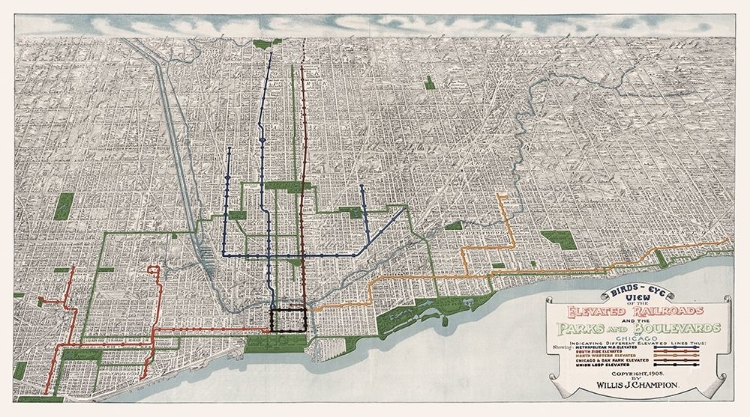 Picture of CHICAGO ELEVATED RAILROAD ILLINOIS - CHAMPION 1908 