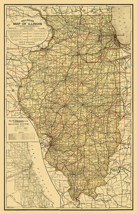 Picture of ILLINOIS RAILROAD - RAND MCNALLY 1898 