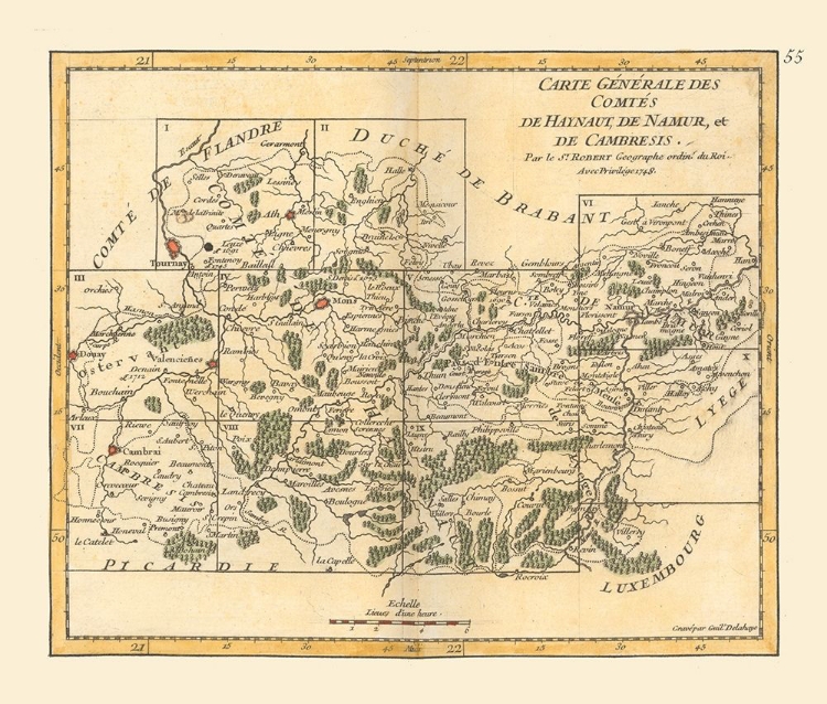 Picture of HAINAUT NAMUR CAMBRESIS BELGIUM - ROBERT 1748 