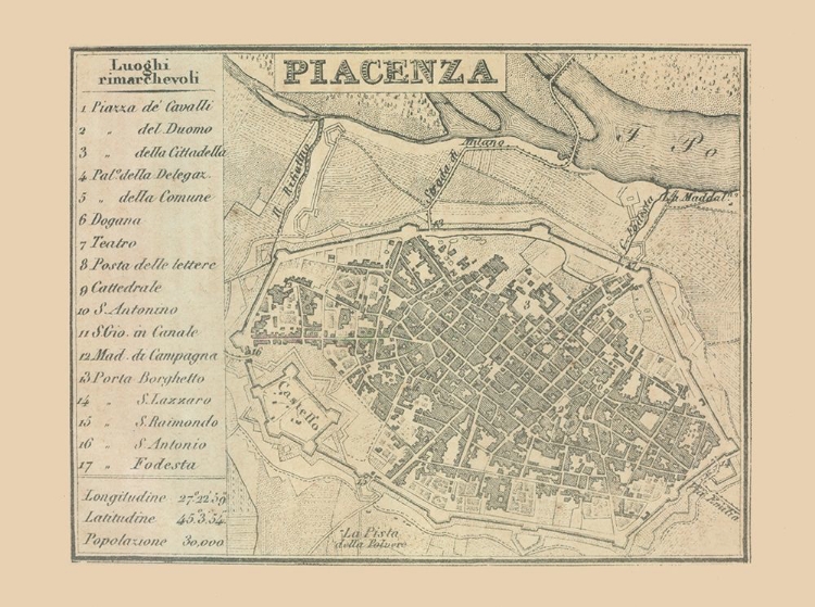 Picture of PIACENZA ITALY - CASTRO 1870 