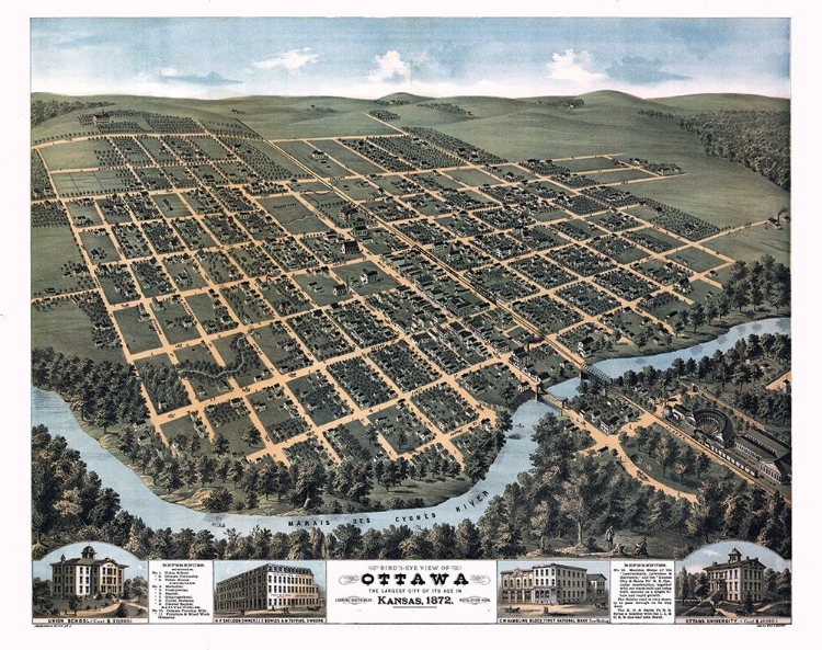 Picture of OTTAWA KANSAS - GLOVER 1872 