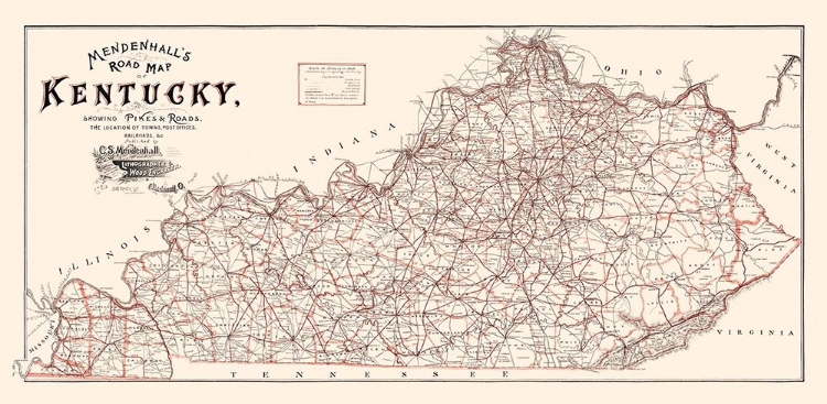 Picture of KENTUCKY ROAD MAP - MENDENHALL 1900 