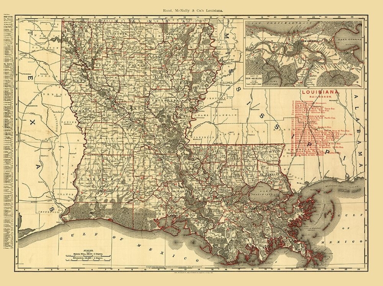 Picture of LOUISIANA RAILROADS - RAND MCNALLY 1896 