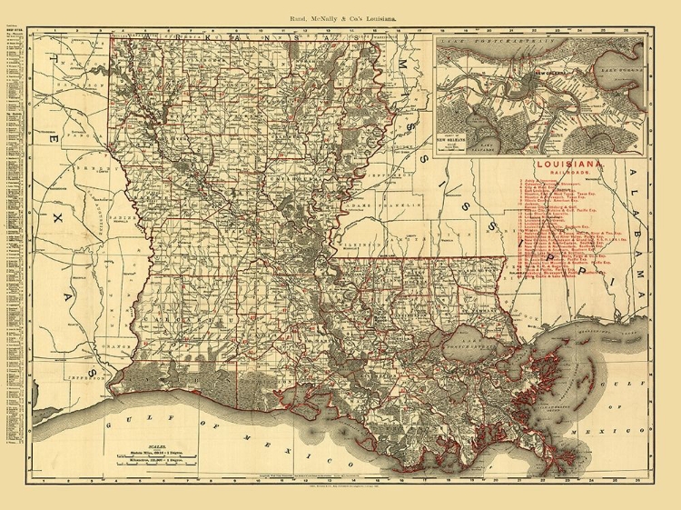 Picture of LOUISIANA RAILROADS - RAND MCNALLY 1896 