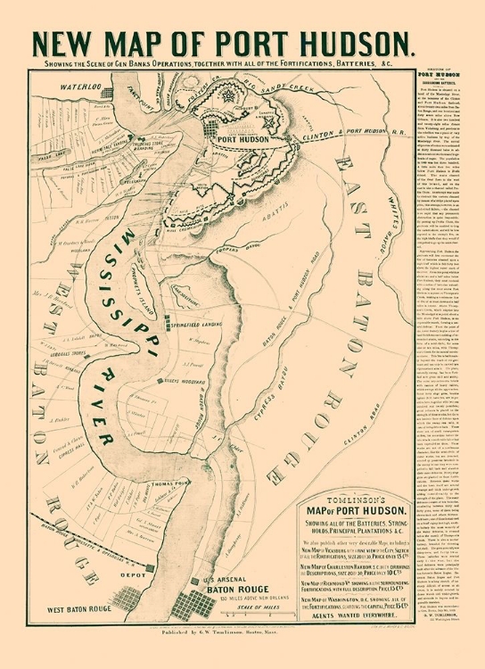 Picture of PORT HUDSON LOUISIANA - TOMLINSON 1863 