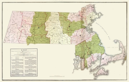 Picture of MASSACHUSETTS ELECTION DISTRICTS - BIGELOW 1842 