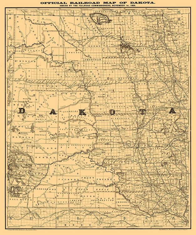 Picture of NORTH DAKOTA SOUTH DAKOTA -RAND MCNALLY 1886 