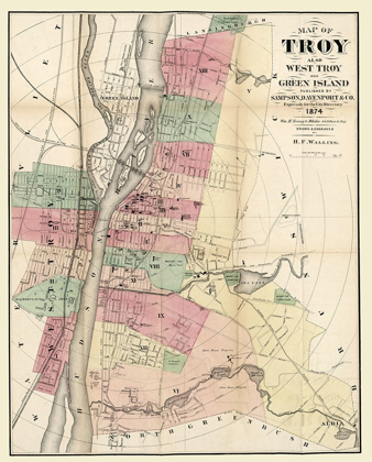 Picture of TROY NEW YORK - WALLING 1874 