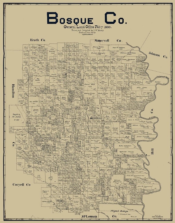 Picture of BOSQUE COUNTY TEXAS - MAXCY 1890 